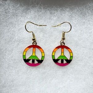 NWT Colorful Peace Sign Earrings